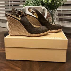 Michael Kors Dark Brown Wedge Espadrilles